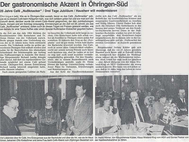Der gastronomische Akzent in Öhringen-Süd, Hohenloher Zeitung 1989